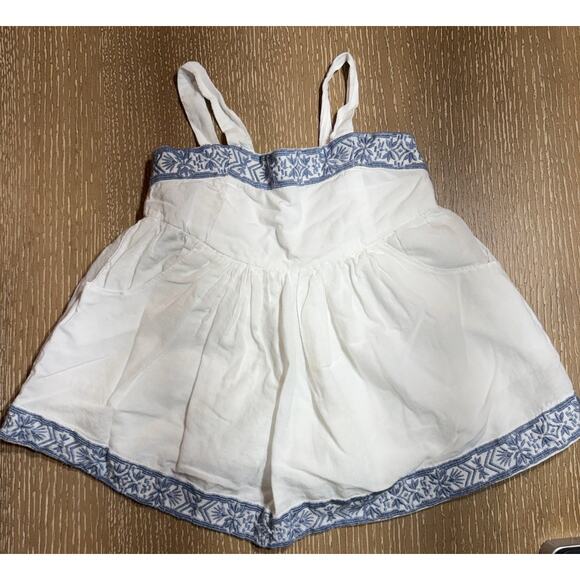 Tahari Blue Embroidered White Smocked Back Pleated Tunic Top Girls 24M - Picture 1 of 4